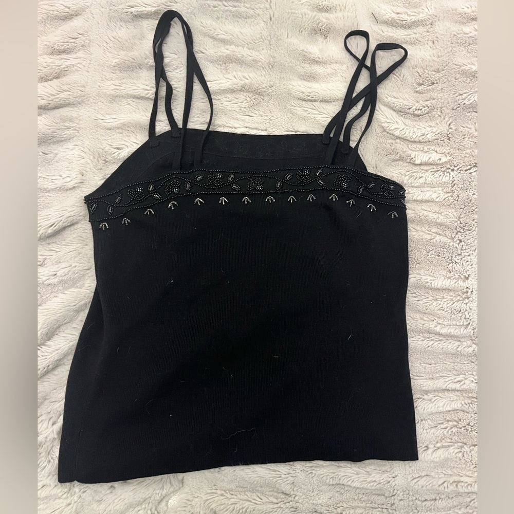 Black Bejeweled Tank Top
